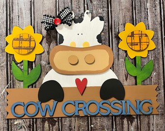 Cow Crossing Sign-Rustic Farmhouse Decor