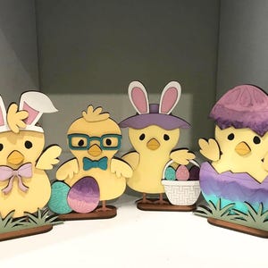 Easter Chicks Standing Figurine - Handcrafted Spring Decor, Cute Chick Figurines for Easter, Adorable Spring Home & Tabletop Decoration