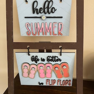 Insert for Ladder Farmhouse Interchangeable Sign, Summer, Summer Insert Hanging Sign, Interchangeable Summer Farmhouse Insert