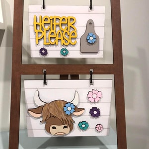 Highland Cow Ladder Add On, Handcrafted Rustic Decor