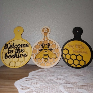 Honey Comb Trivets, Honey Comb Paddle with Bees