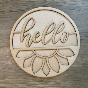 Hello Sunflower, Front Door Decor, Sunflower Wood Round , DIY Crafts
