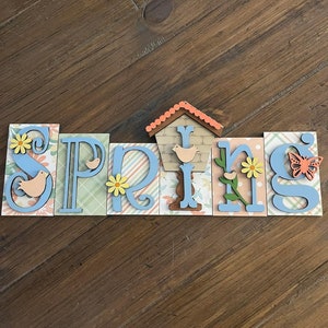Spring Word Block- Handcrafted Seasonal Decor