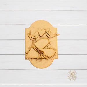 Interchangeable Easel Love Birds | Unfinished Wood Cutout | Paint Your Own Valentine Shelf Sitter Decor