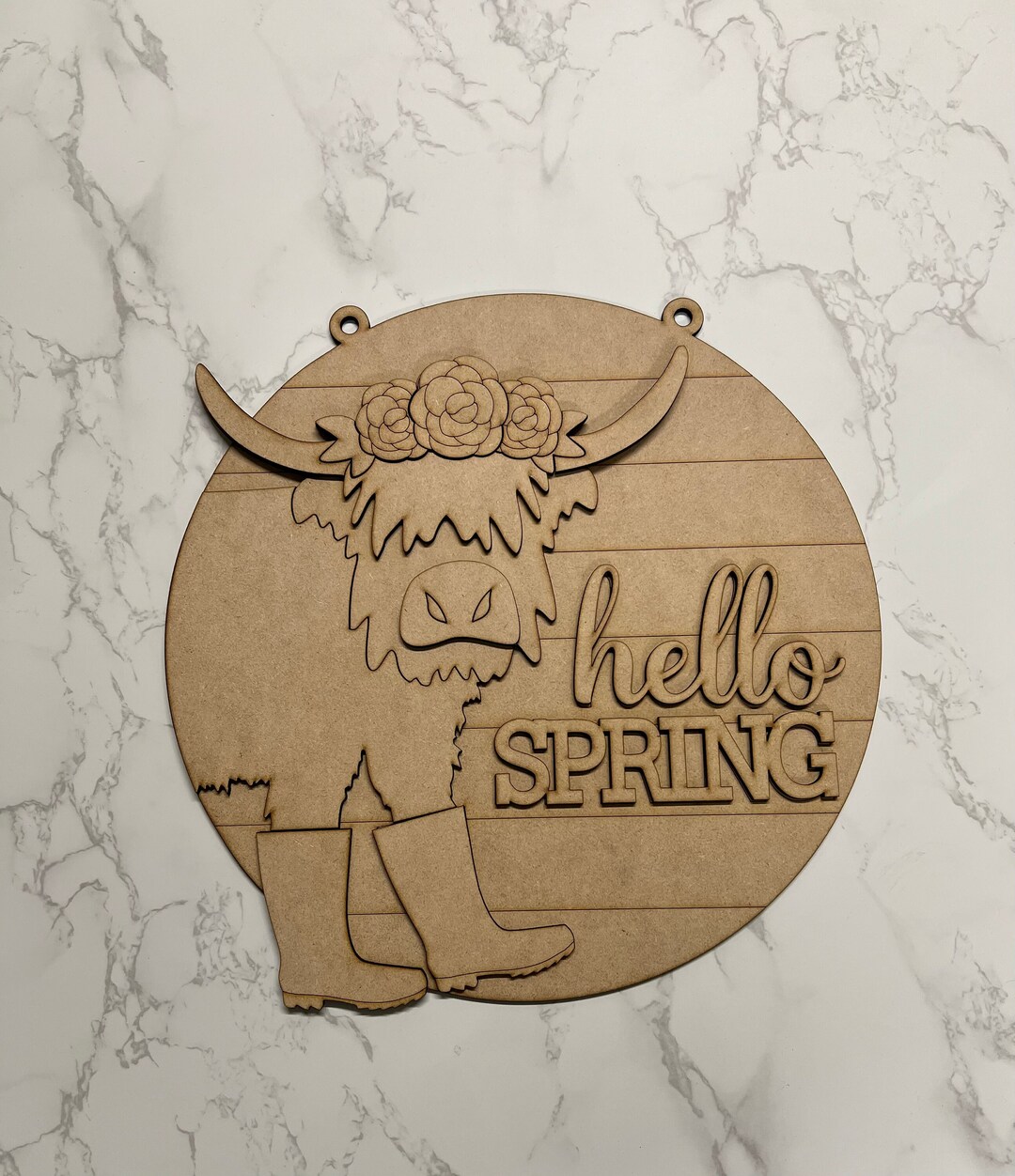 Spring Highland Cow Door Sign, Handcrafted Charming Home Decor ...