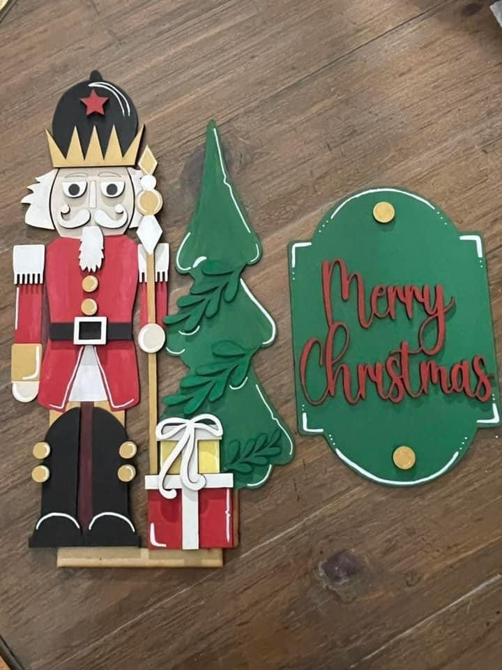 Interchangeable 4 FT Bucket Nutcracker | Christmas Decor | Outdoor Holiday Display | Festive Seasonal Accent