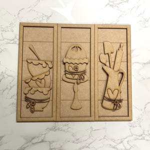 Rustic Vertical Baking Trio - Handcrafted Wooden Signs for Kitchen or Bakery Decor - Baking-Inspired Wall Art