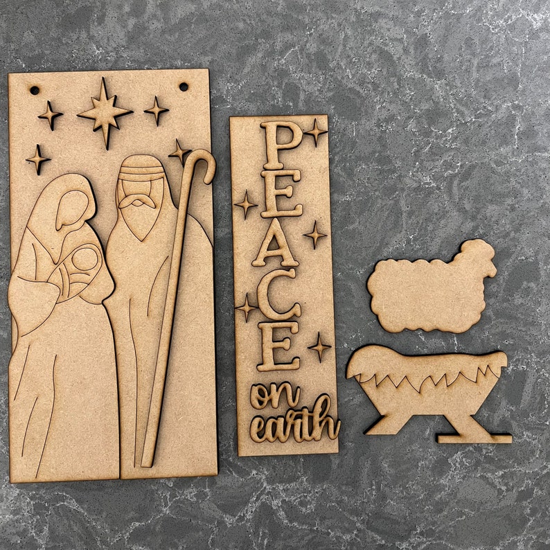 Nativity Posts Interchangeable Nativity Post Sign, Handcrafted Wooden Christmas Decor ...