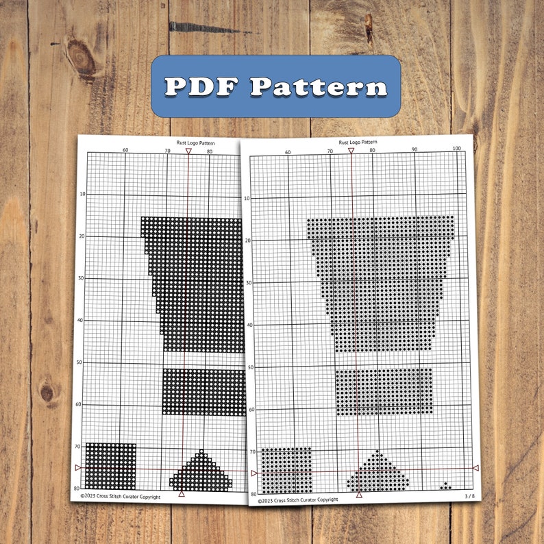 Rust Logo Cross Stitch Pattern Video Game Cross Stitch Patterns Etsy