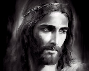 Jesus in Black and white printable art