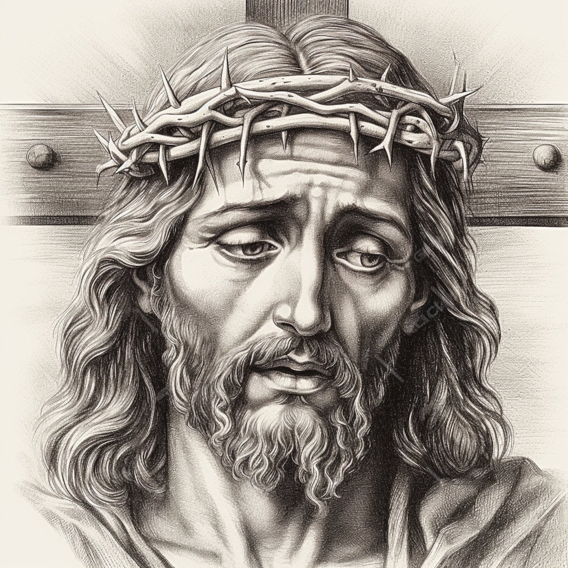 Jesus Sketch Digital Printable Download Religious Artwork for Home ...
