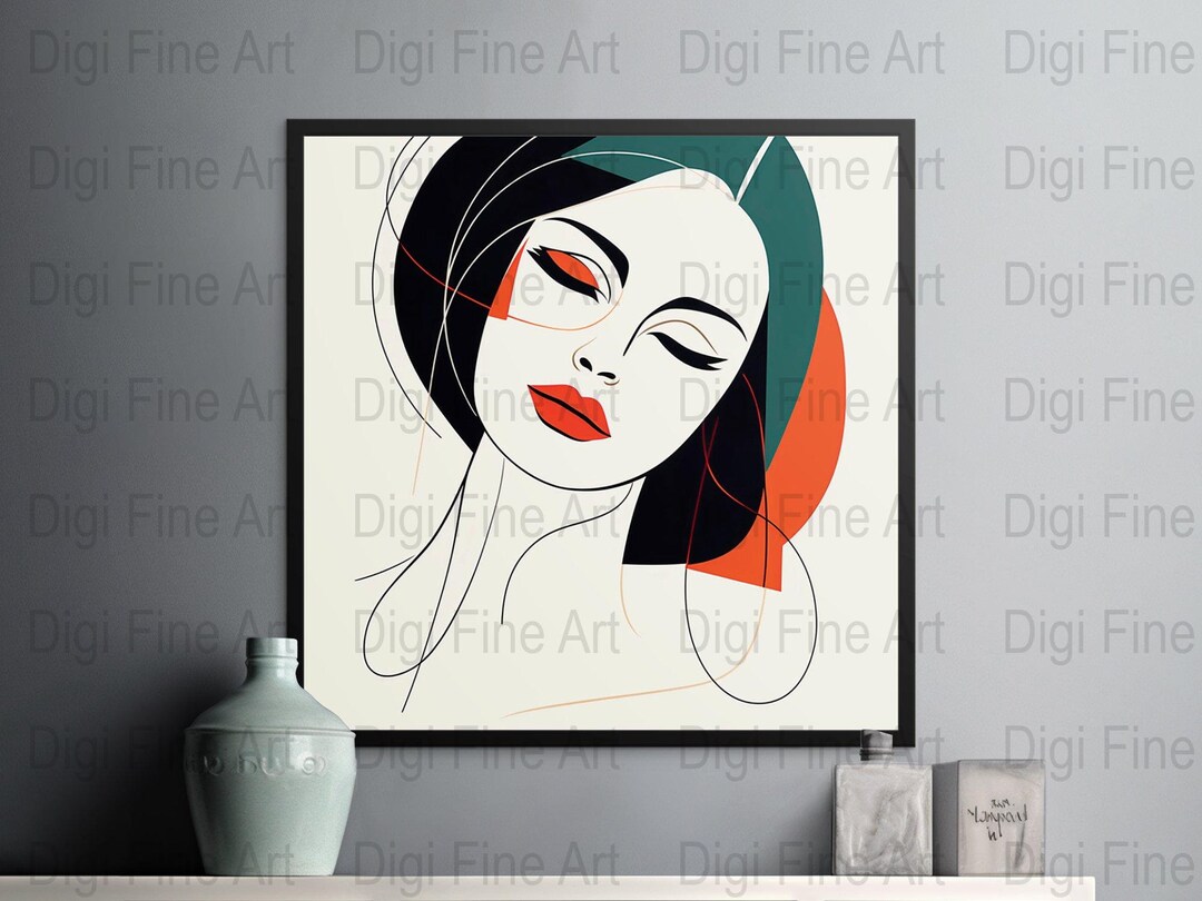 Woman Portrait Wall Art, Woman Canvas, Abstract Woman Wall Art
