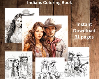 Wild West Adventures: A Cowboys and Indians grayscale Coloring Book