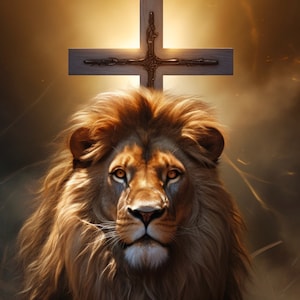 Instant Download Digital Print: Jesus and the Lion of the Tribe of Judah | Christian Wall Art Decor | Printable Religious Poster
