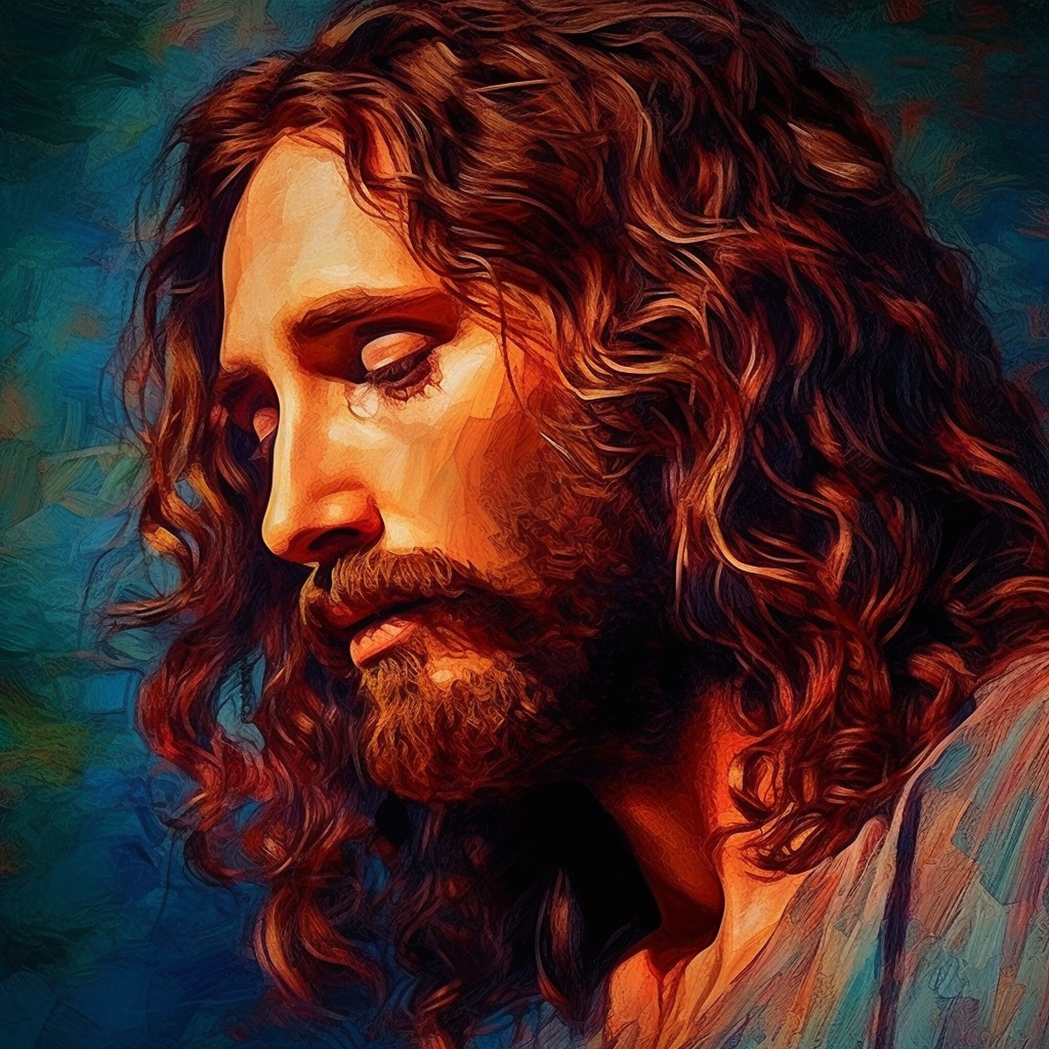 Digital Art Oil Painting of Jesus Etsy