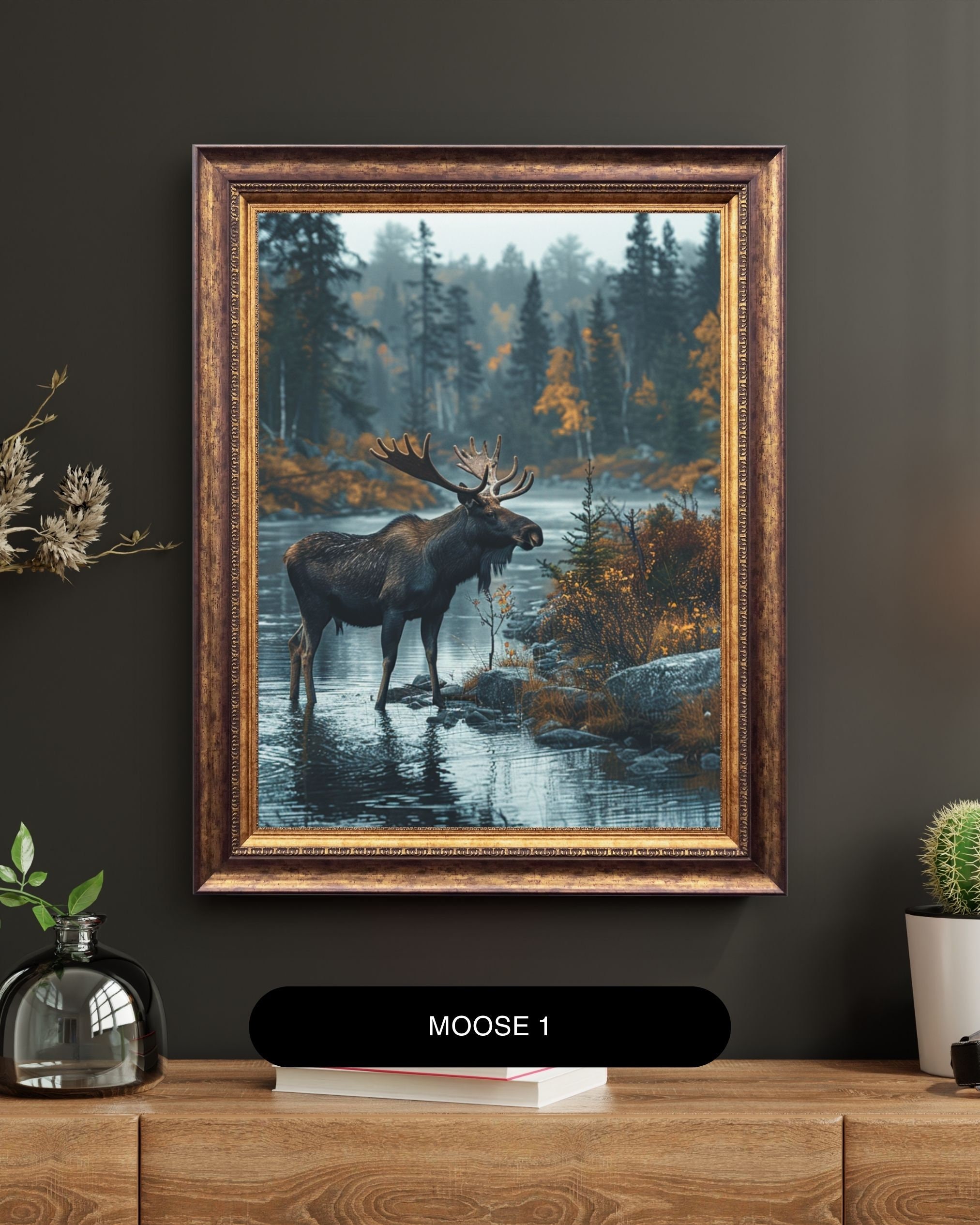 Majestic Moose in the Woods Rustic Wall Art Print for Nature Lovers ...