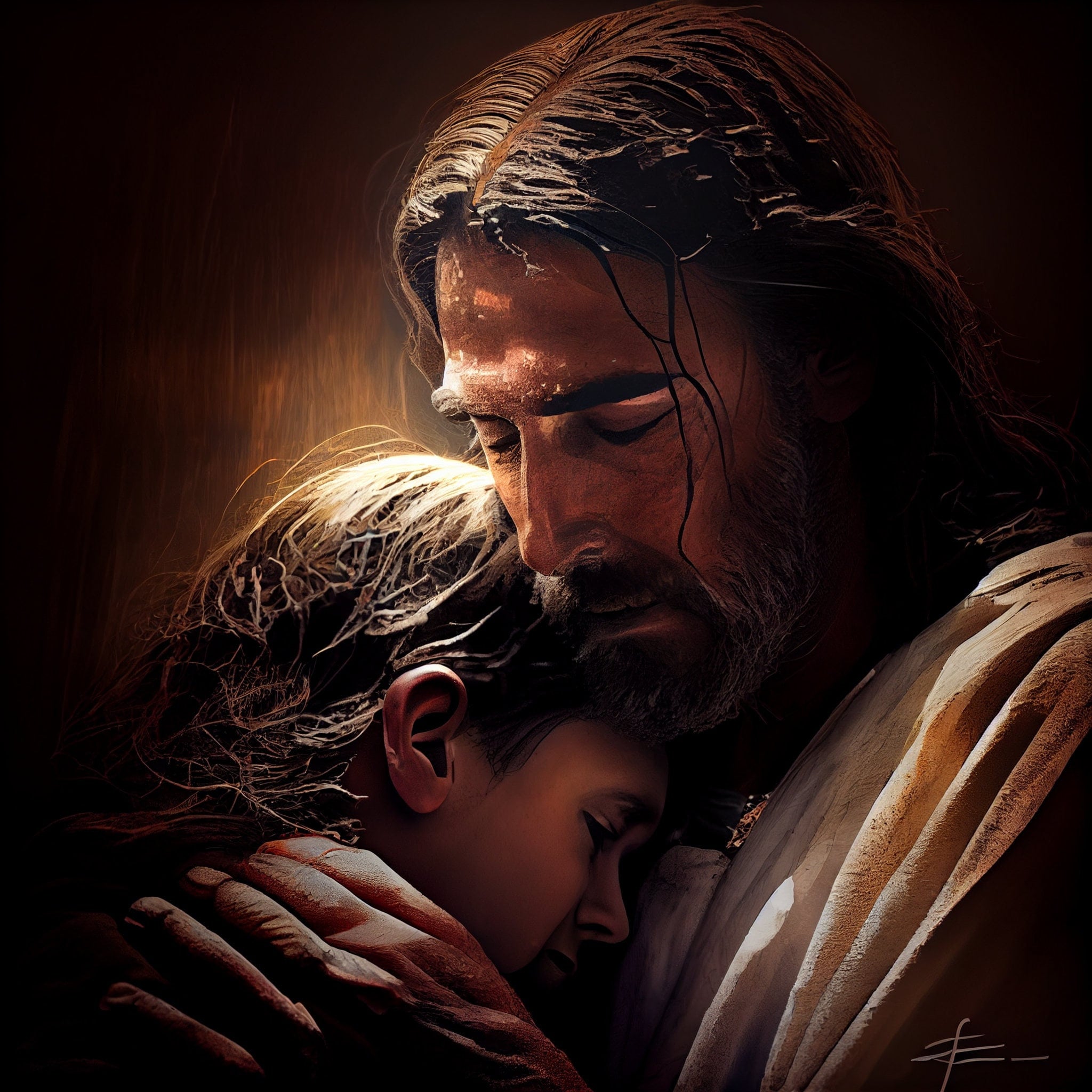Jesus Christ Hugging Boy. Digital Print, Wall Art, Instant Download ...