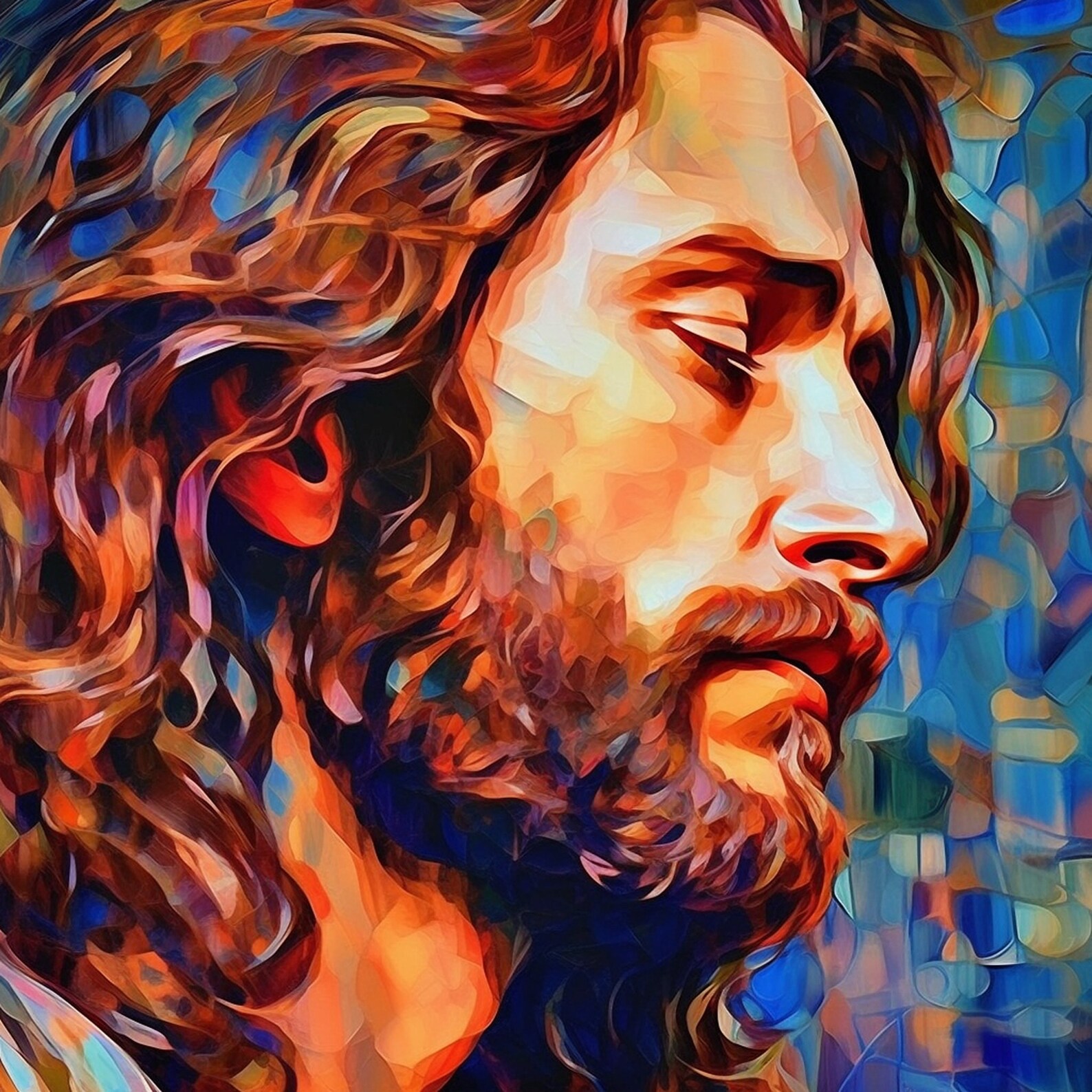 Digital Art Oil Painting of Jesus Etsy