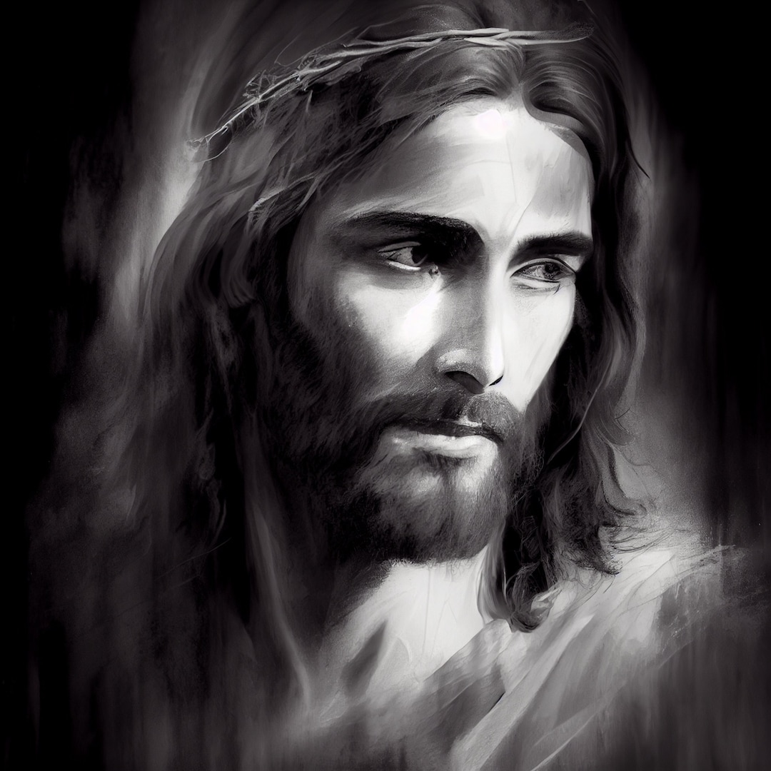 Jesus in Black and White Printable Art - Etsy