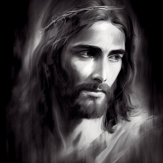 Jesus in Black and white printable art