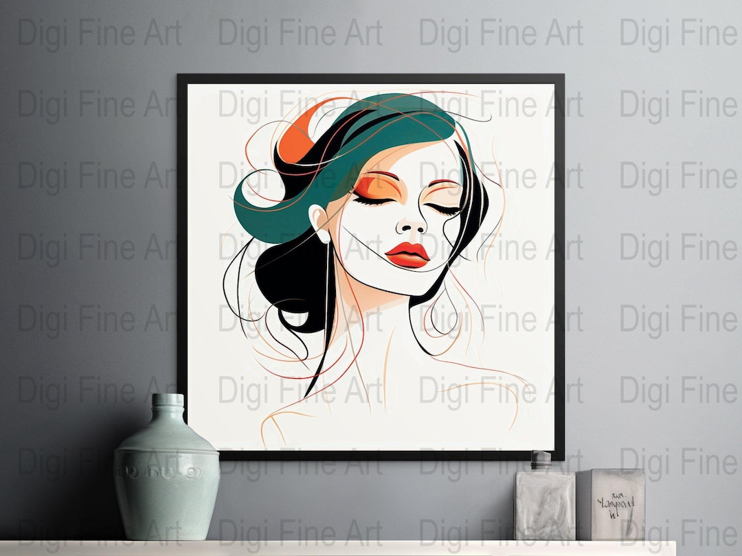 Woman Portrait Wall Art, Woman Canvas, Abstract Woman Wall Art