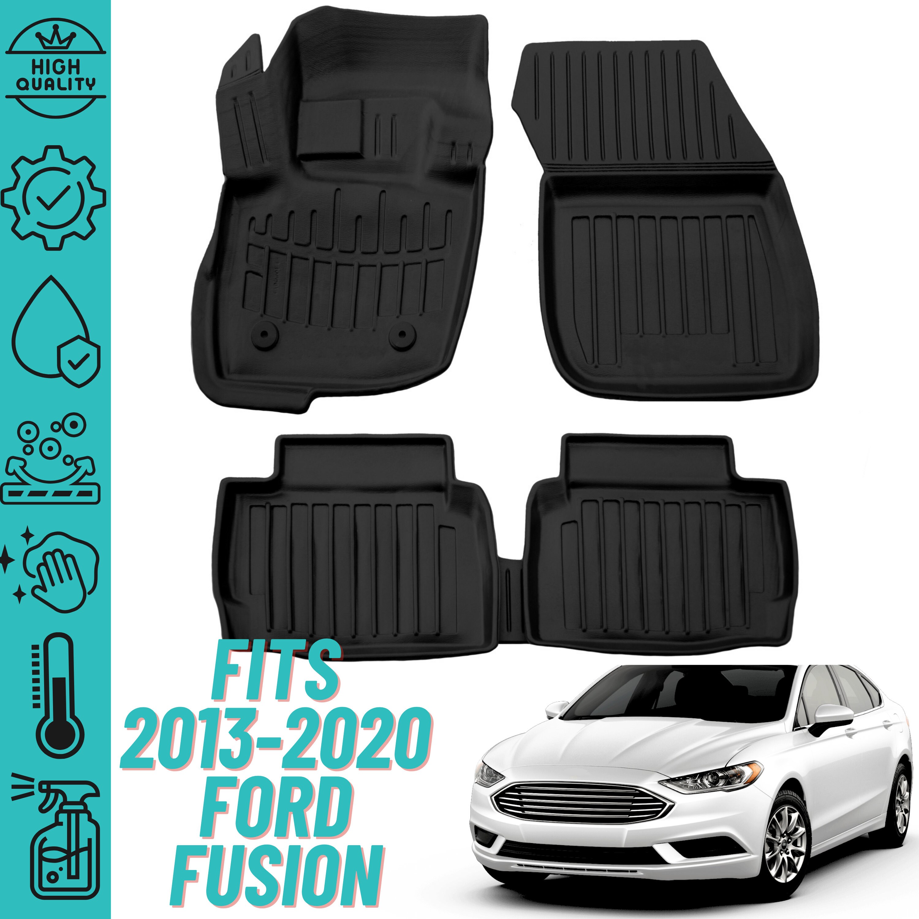3D Floor Mats for 2013 2020 Ford Fusion Heavy Duty Custom Fit