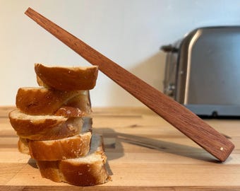 Handmade Wooden Toast Tongs - Sapele - 9 Inch Artisan Tongs for Safe and Easy Toast Retrieval