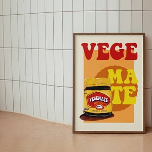 Vege MATE Vegemite Kunstwerke Australisches Kultiges Essen Handgezeichnetes Ikonen Poster Morgens Dinning Kultur Kulturelles berühmtes handgezeichnetes Geschenk Weihnachten