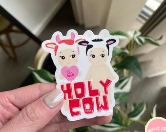 Sonny Angel Stickers | Kawaii for Phone Ipad Laptop Water Bottle Planner Journal Scrapbook | Vinly Glossy Pack | Cow Mol Message of Love