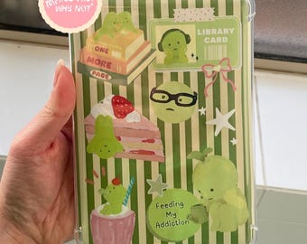 SMISKI Inspired Kindle Insert Slip DIGITAL - Printable Bookish Sticker Background Back Accessory Pink Cute Kawaii Girly Green Matcha