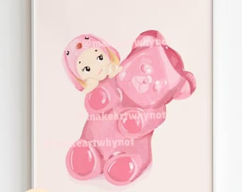 Printable Sonny Angel Poster DIGITAL | Cherub Bunny Earloop  Aesthetic Cute Personal Girlie Girl Gummy Pink Bear Arts