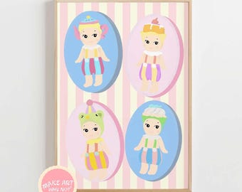 Printable Sonny Angel Poster Tea Time DIGITAL | Cherub Bunny Aesthetic Cute Afternoon Girlie Girl Coffee Station Cup Cake Set Gift