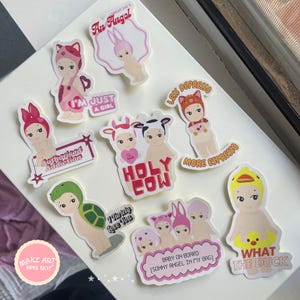 Sonny Angels Aufkleber Kaninchen Schildkröte Pack Katze Ente Lustig Wortspiel Mädchen Baby Baby Schmuckstück Planer Tagebuch Telefon Cute Pack Sheet Laminiertes Vinyl Pink