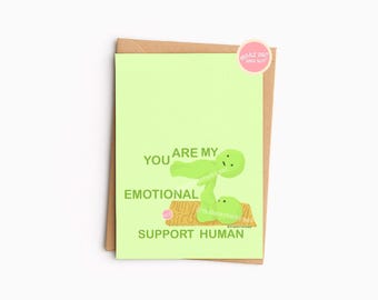 Smiski Greeting Cart DIGITAL | Friendship Relationship Emotional Support Illustration | Template DIY Yoga Kawaii Unique Pun Green | 5x7"