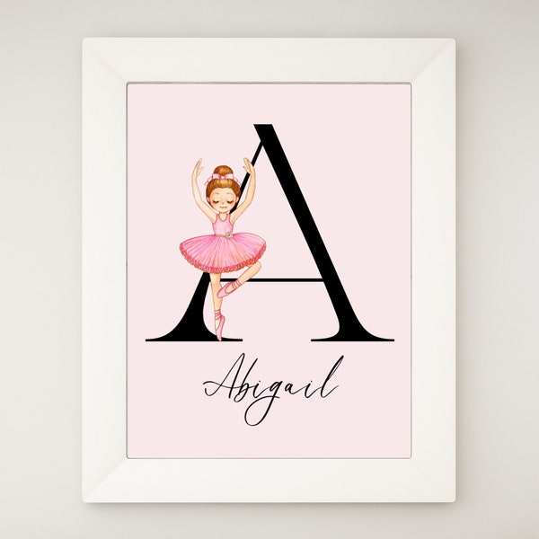 PERSONALISED Name Kids Bedroom Playroom Name Poster Digital Print Personalisation Girls Letter Initial Wall Hanging Print Ballerina Fairy