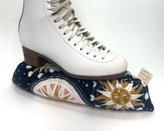 Ice Skate Soakers, Celestial Sun Puffy Figure Skate Covers, Stuffed Skate Guard Protector, Towel Dry Prevent Rust, Ice Dance Sunshine Stars