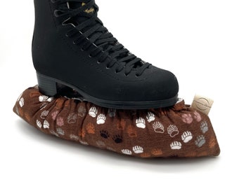 Ice Skate Soakers, Bear Paw Print Puffy Figure Skate Covers, Stuffed Hockey Skate Guard Protector Towel, Dry Prevent Rust, Ice Dance Trendy