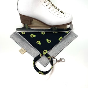 Ice Skate Drying Towel, Avocado Style, Trendy Figure Skate Blade Cloth, Flannel and Terry, Wipe Down Prevent Rust, Match with Skate Soakers