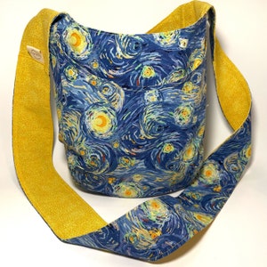 Bolso bandolera, reversible o con cierre magnético, bolso de hombro bohemio, cartera hippie de moda, bolso bandolera estilo hobo, cielo estrellado con luna y noche