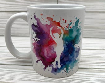 Custom Mug, Personalized Figure Skate Coffee Cup, Customized Ice Skater, Silhouette Pose Female Male Couples Dance Axel Salchow, 12 oz 15 oz
