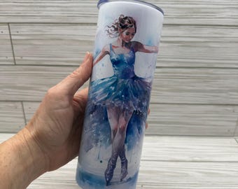 Tumbler, Beautiful Figure Skater, Winter Ice Dance, Cold Hot Drinks Beverages, 20 Ounce