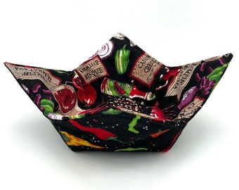Bowl or Cup Cozy, Chili Peppers, Louisiana Cajun Creole Style, Southwest New Mexico, Reversible, Bowl or Cup Coaster, Gift Cosy Cozies Coozy