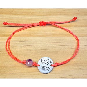 Gave My Last F*ck Adjustable Bracelet with Amethyst Gemstone