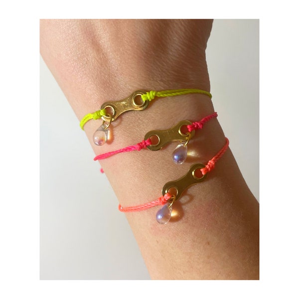 Neon & Water Drop Bike Chain Link Bracelet