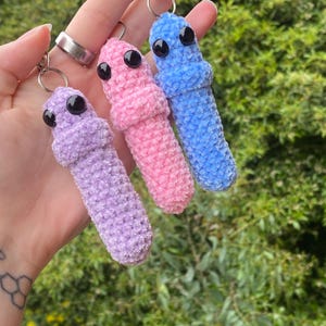Handmade Crochet Worm Keychain