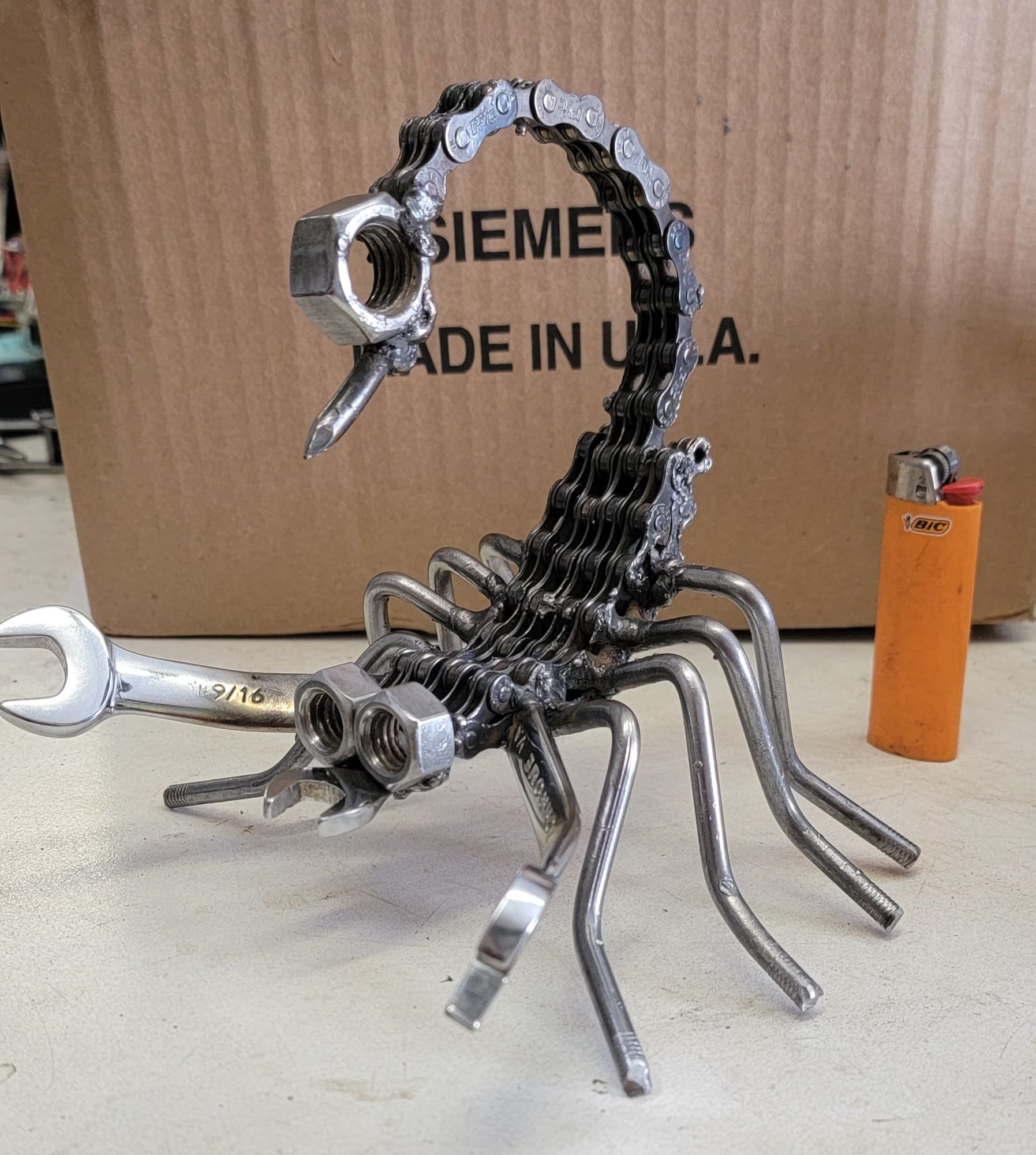 Recycled Metal Scorpion Sculpture: Bicycle Chain & Wrench Art - Etsy