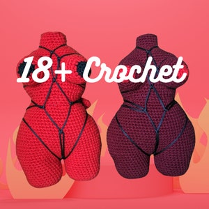 Devil Shibari Crochet, Rope Bondage Goddess, Adult Display, NSFW crochet Amigurumi