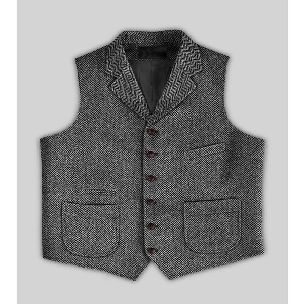 Men's woolen Tweed herringbone waistcoat Gray, Blue , Brown  Herringbone Hunting Vest , woolen waistcoat for formal and event wear.