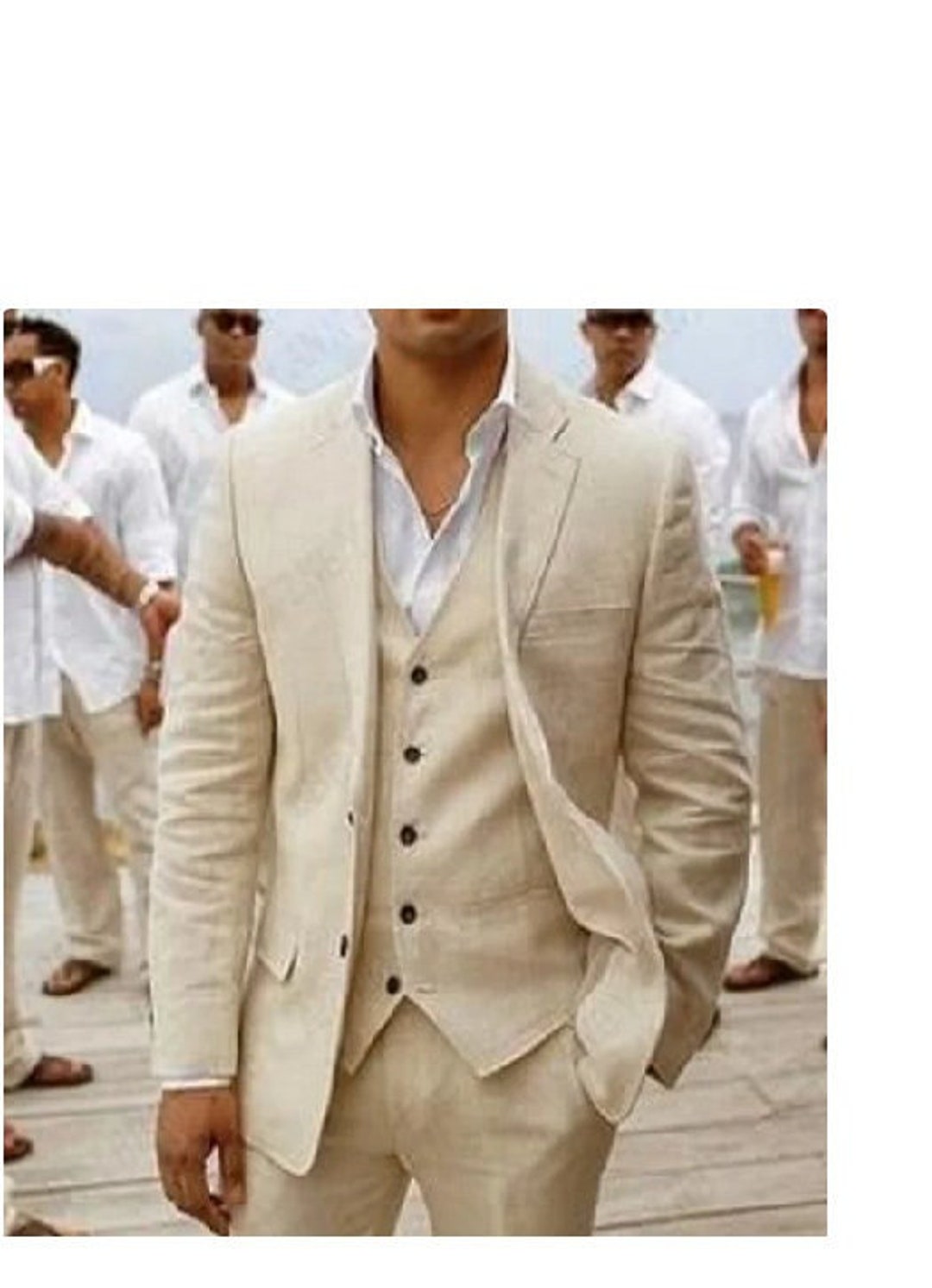 Men Linen Suit Beige Linen Suit Beach Wedding Suit Linen Suit Groomsmen