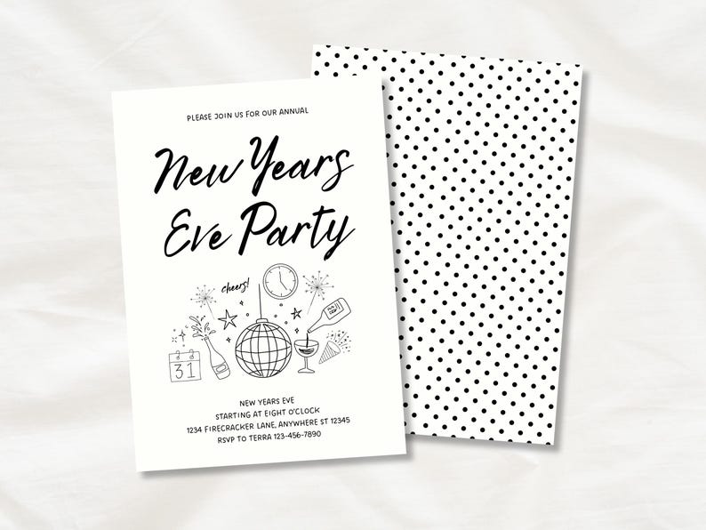 New Years Eve Party Invitation • NYE Invite Template • Printable New